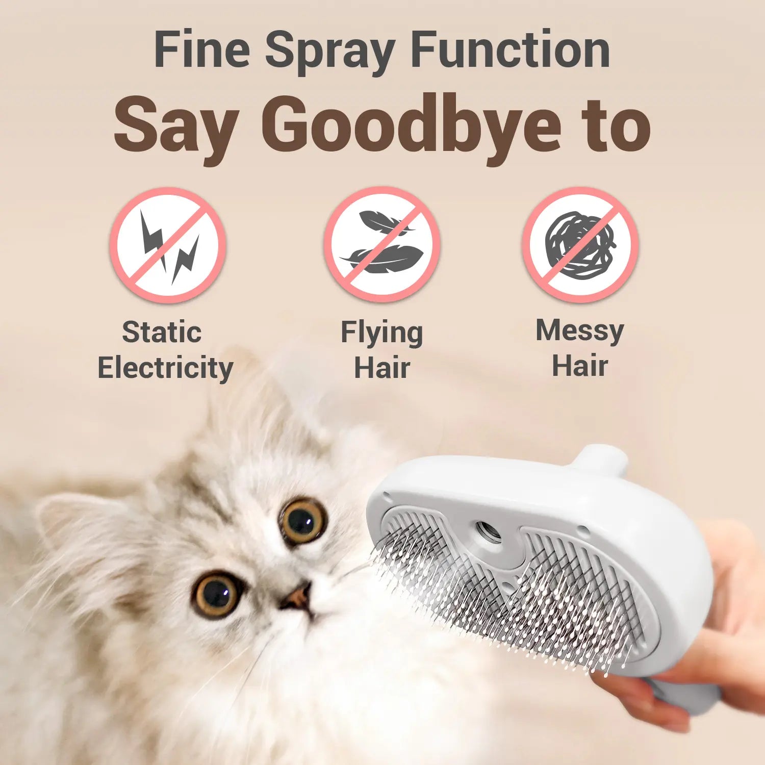 PawQuil 3-in-1 Mist Grooming Brush – One-Button Fur Removal for Cats & Dogs**