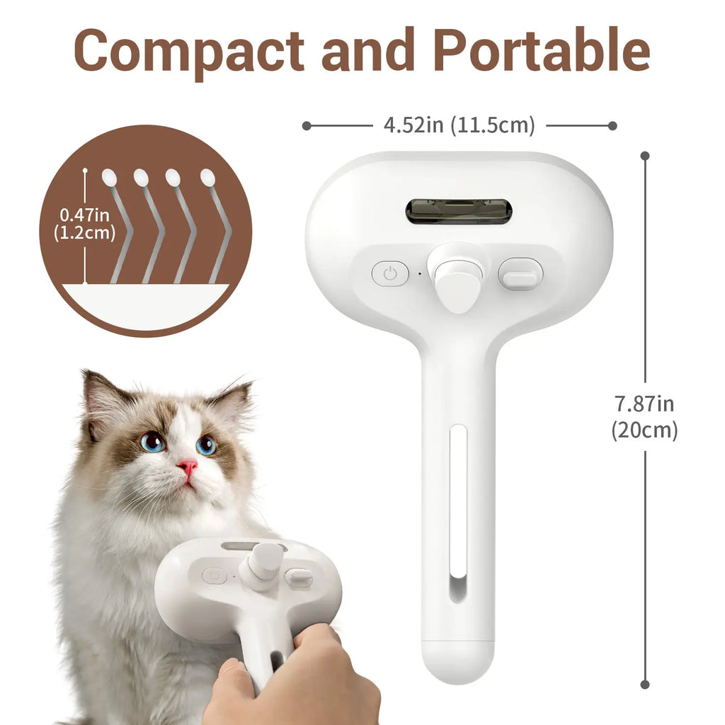 PawQuil 3-in-1 Mist Grooming Brush – One-Button Fur Removal for Cats & Dogs**