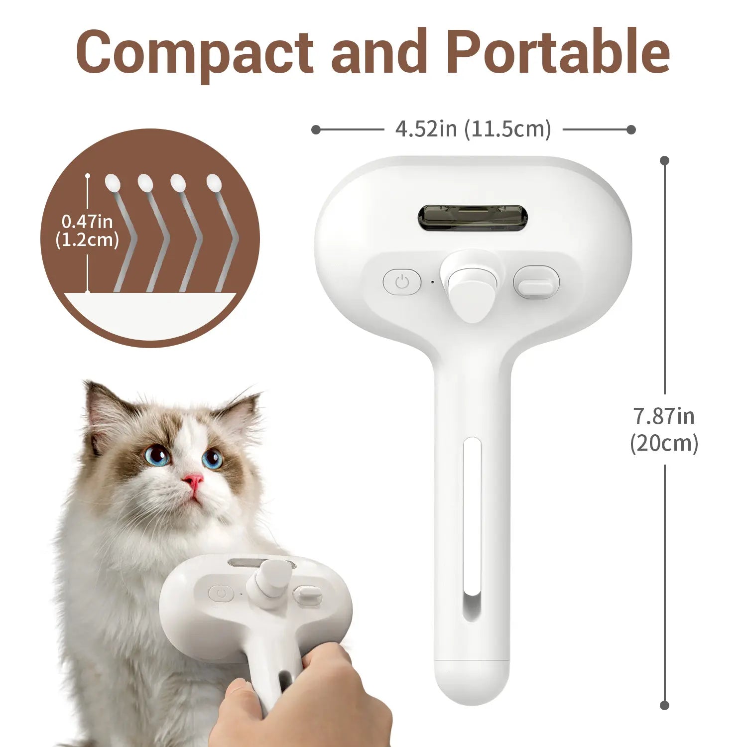 PawQuil 3-in-1 Mist Grooming Brush – One-Button Fur Removal for Cats & Dogs**