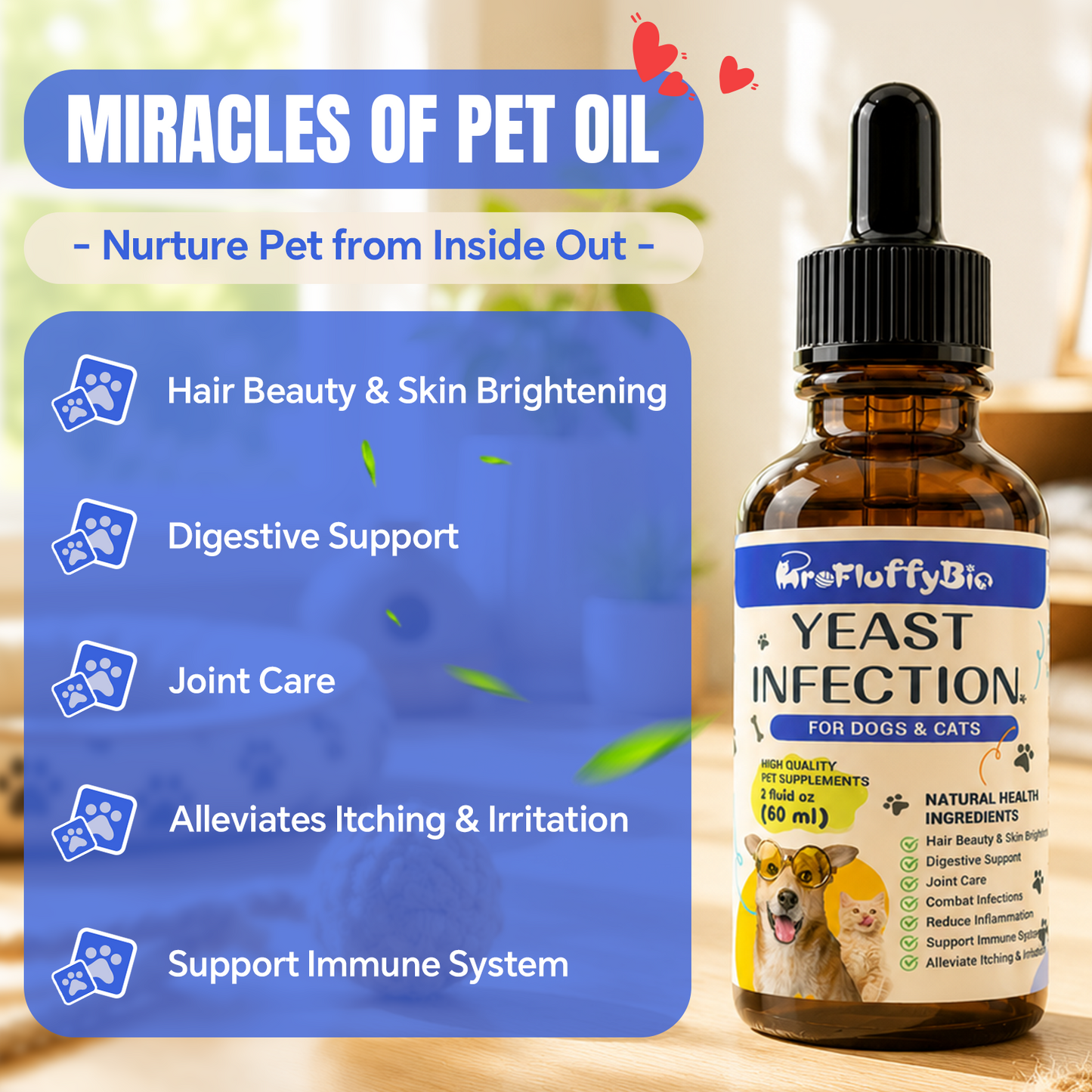 Dog Ear & Skin Relief Drops, Yeast Infection Treatment for Dogs – 60Ml | Soothes Itching, Supports Healthy Ears & Skin, Allergy Relief for Puppies & Dogs