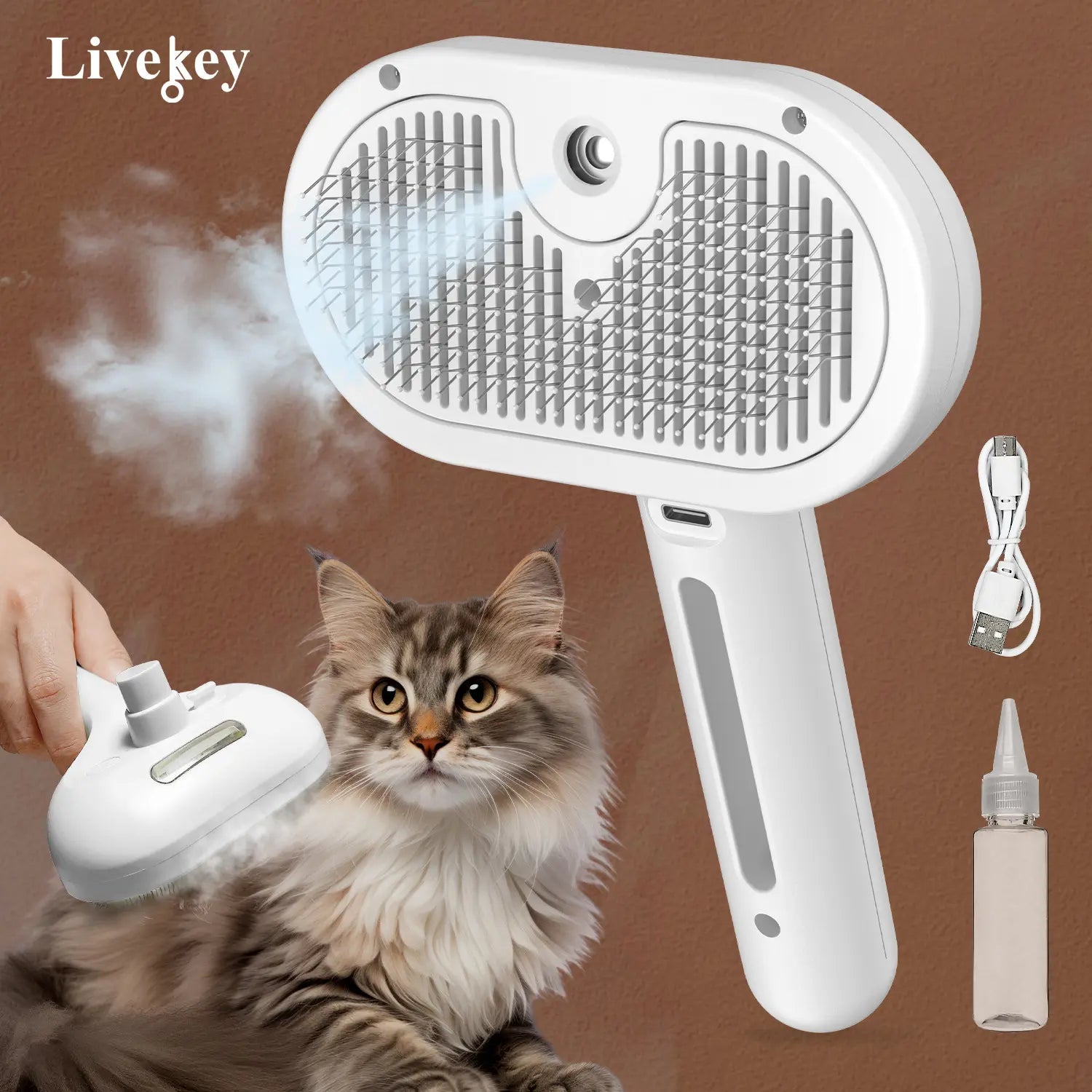 PawQuil 3-in-1 Mist Grooming Brush – One-Button Fur Removal for Cats & Dogs**